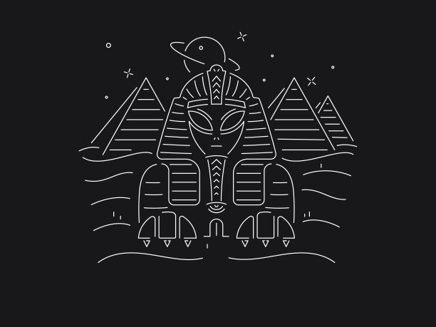 带有金字塔矢量设计的白色外星狮身人面像图片下载