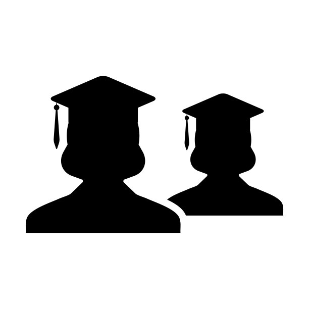 学院图标向量女性组学生的人的档案头像与砂浆板帽子符号象征学校和大学毕业学位在平面彩色象形文字图片下载