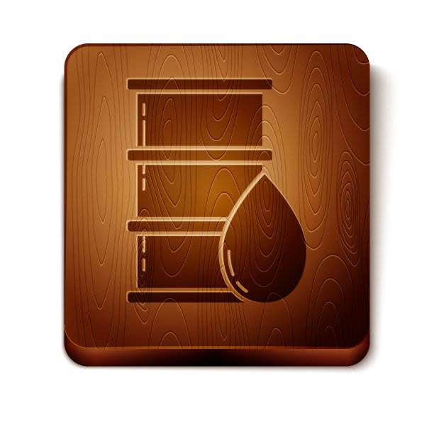 棕色桶油图标孤立在白色背景。木制方形按钮。矢量图图片下载