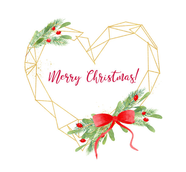 心形框架与圣诞快乐的字母图片下载