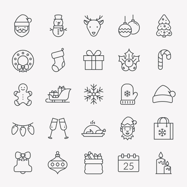 圣诞节和新年系列的标志。向量集。图片下载