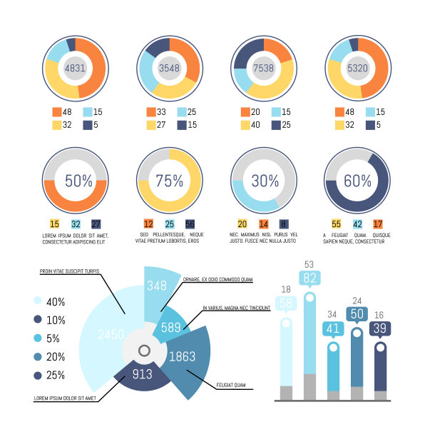 饼图设置百分比数字信息图片下载