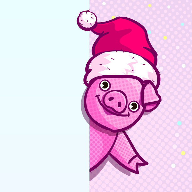猪是2019年新年的象征。波普艺术风格的猪头图片下载
