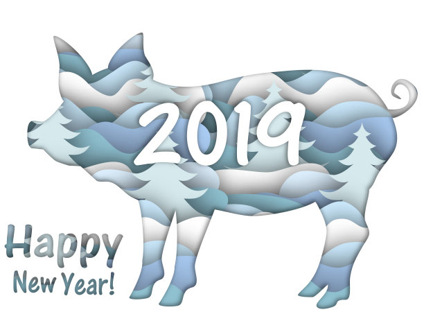 一张有新年猪的贺卡图片下载