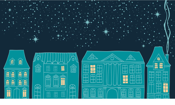 下雪的夜晚，在舒适的圣诞小镇图片下载