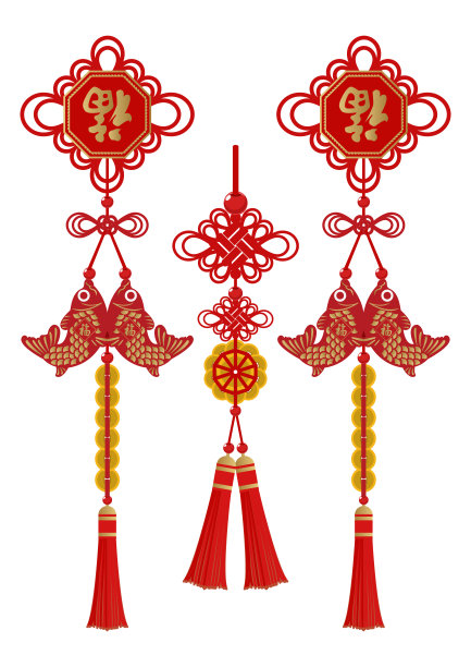 春节护身符。中国新年的幸运商品。东亚文化。鱼的魅力。中国鲤鱼的象征。中国的幸运品。图片下载