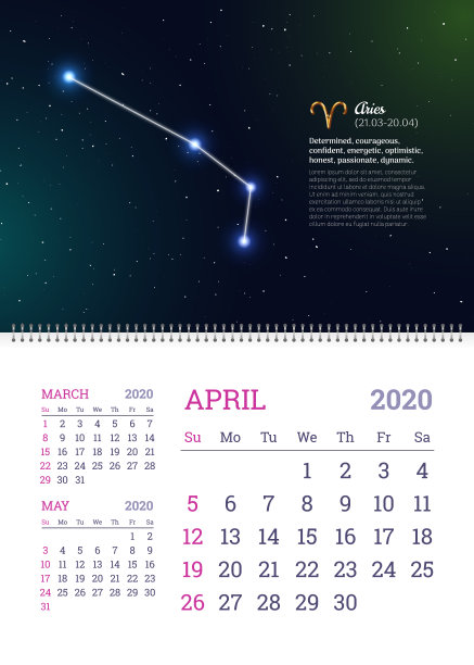 2020年4月的挂历图片下载