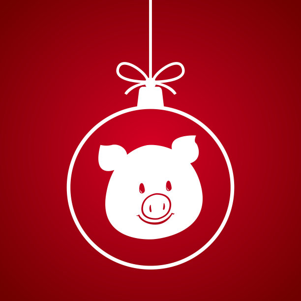 猪图案圣诞球。中国新年2019标志。矢量图图片下载