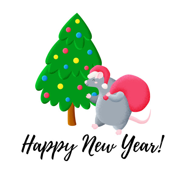 有趣的圣诞贺卡。中国新年。鼠年。矢量模板打印，设计。2020图片下载