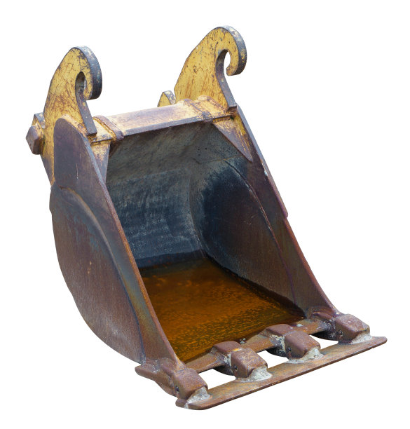 破碎的挖掘机钢生锈的桶遗忘在建筑工地图片下载