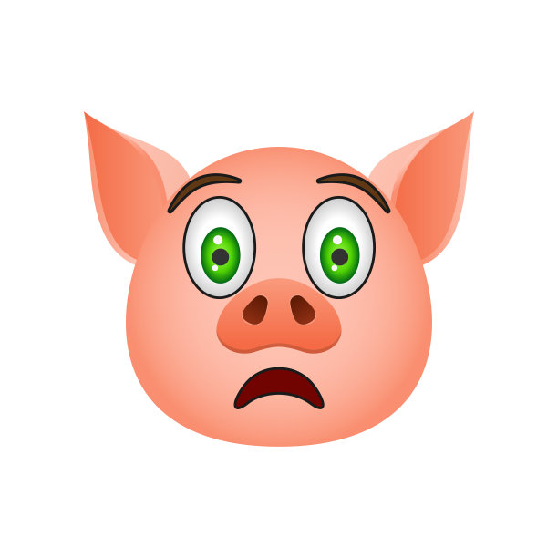 受惊的猪表情符号。移动概念和web应用的新年符号图标元素。猪惊恐的表情符号可以用于网络和手机图片下载