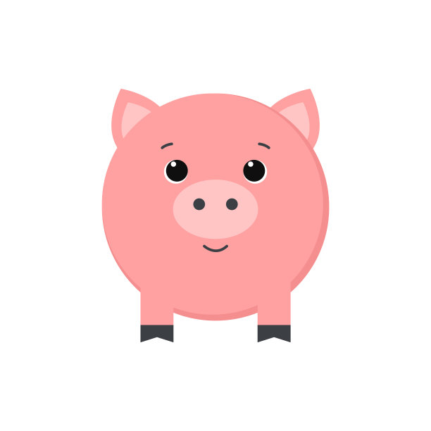 可爱的小猪孤立在白色的背景。矢量插图。图片下载