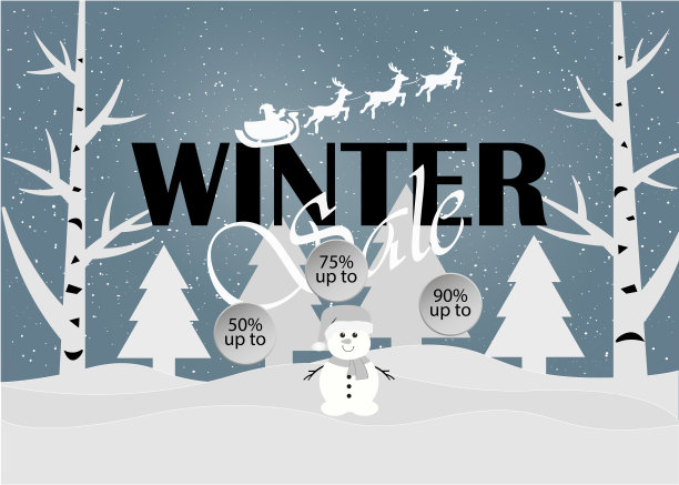 冬季销售。圣诞快乐，恭贺新禧。矢量图图片下载