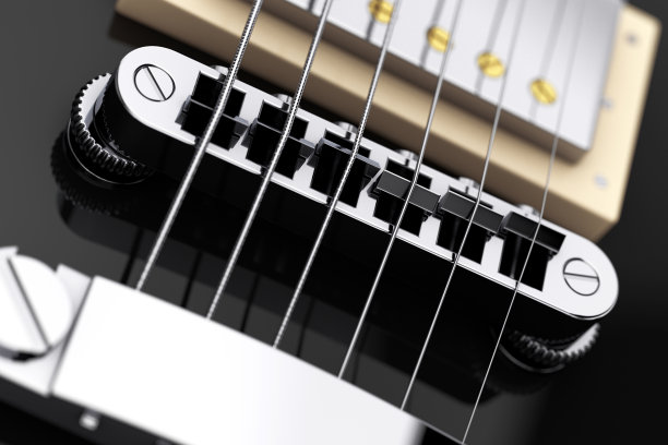 美丽的黑色电吉他复古风格。3d渲染图片下载