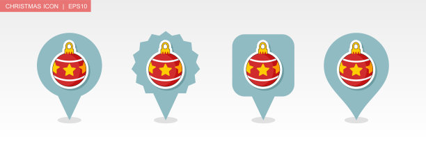 圣诞球地图图钉图标图片下载