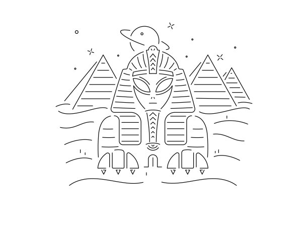 白色背景上的黑色外星人狮身人面像矢量设计图片下载