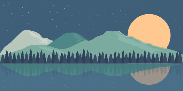 海报模板与野生山脉景观。矢量图图片下载