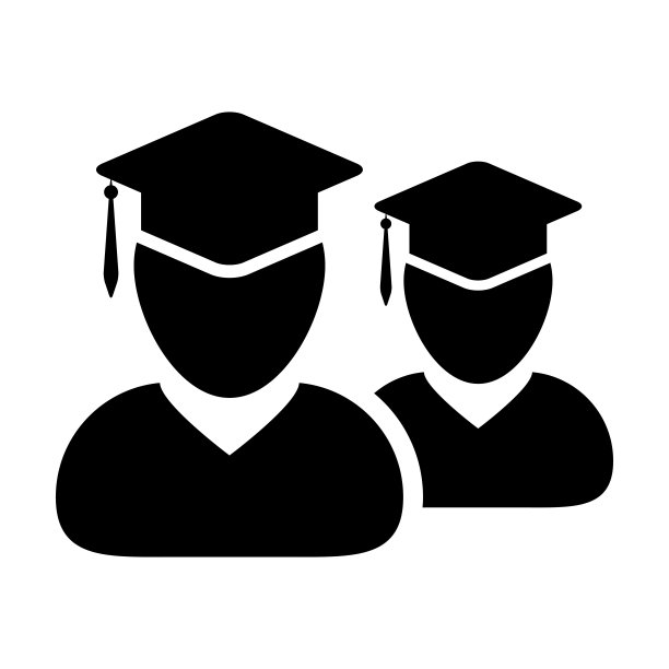 大学图标向量男性组学生的人的档案头像与灰帽标志学校和大学毕业学位在平面颜色象形文字图片下载