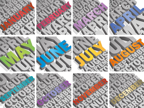 12个月日历插图图片下载