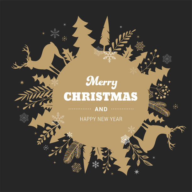 冬季背景，圣诞快乐抽象景观在圆圈构成。矢量设计及插图图片下载