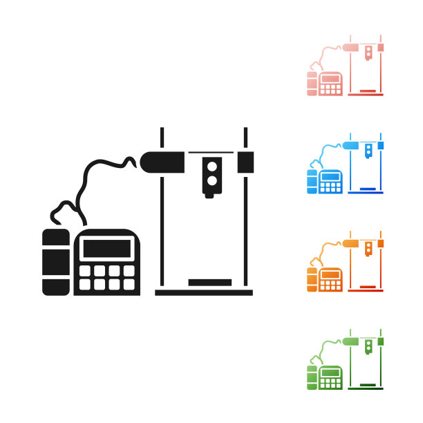 黑色3D打印机图标孤立在白色背景。设置图标丰富多彩。矢量图图片下载