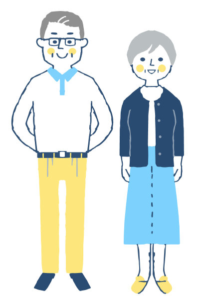 老夫妇微笑着站在那里图片下载