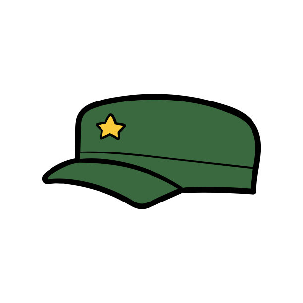 卡通孤立的军帽插图图片下载