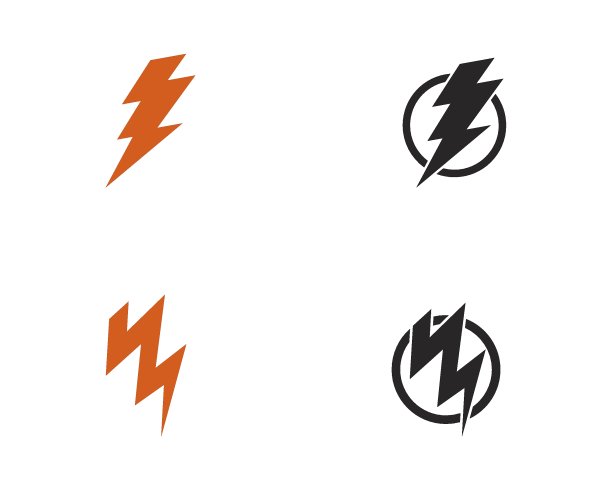 闪电、电力矢量设计元素。能源和雷电电的象征图片下载