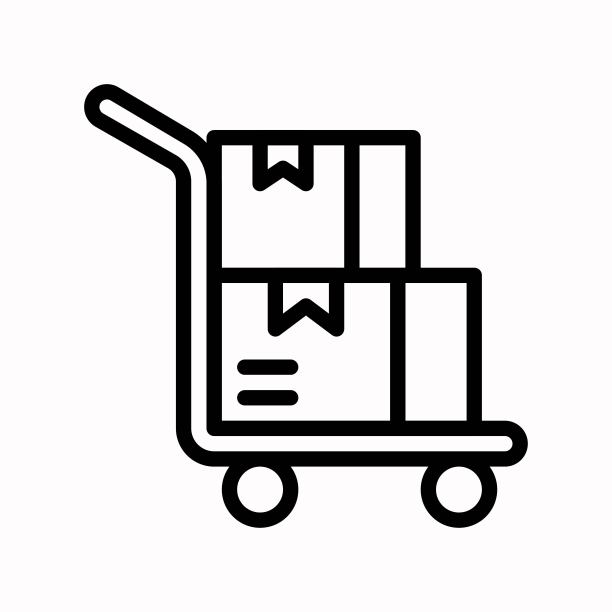 带包裹的购物车矢量图，黑色星期五相关线性图标图片下载
