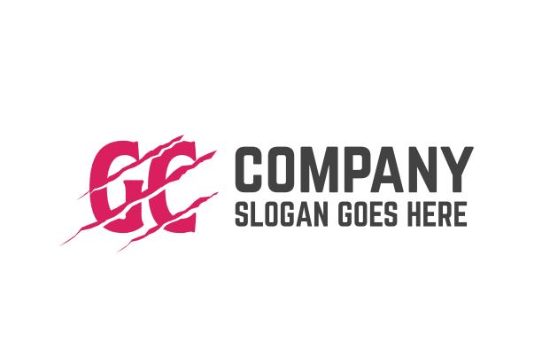 粉色初始GC字母模板logo设计具有划痕效果的创意设计图片下载