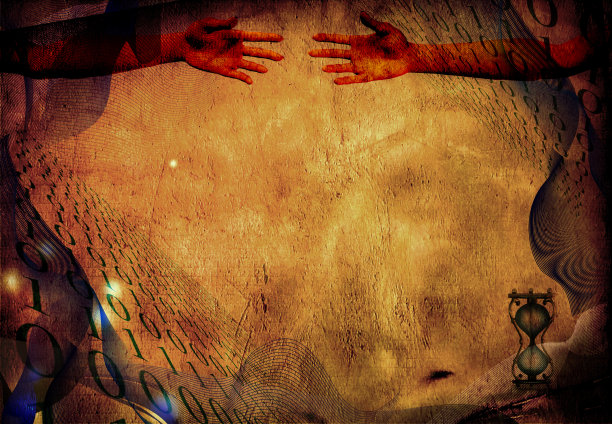 人的手和二进制代码图片下载