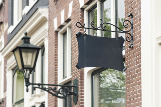 公司标志的空白复古墙标牌模型图片下载