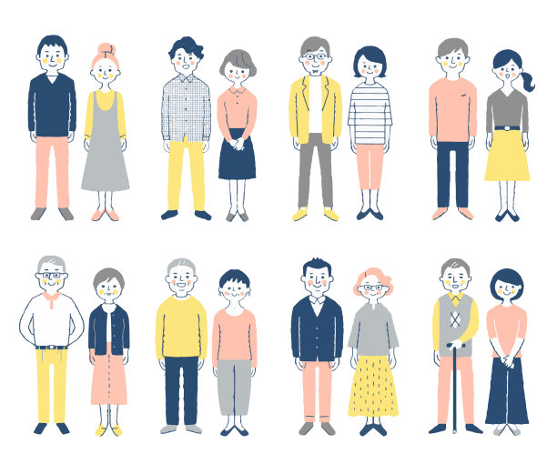 八对男女，全身图片下载