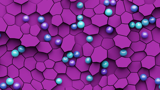 抽象的几何马赛克在粉红色。三维渲染图片下载
