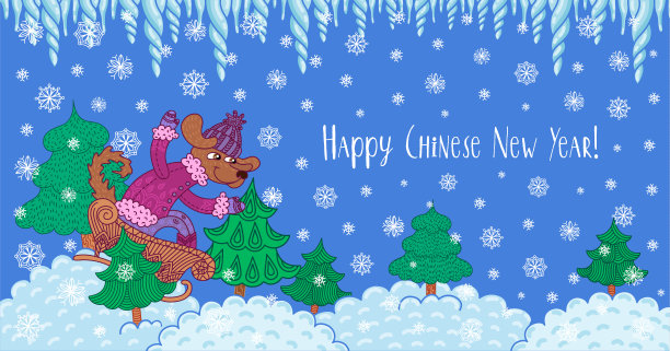 雪橇上的狗。矢量图图片下载