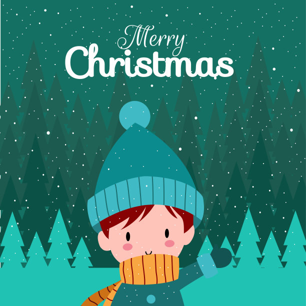 圣诞快乐与可爱可爱的手绘男孩或孩子穿着冬天的服装与微笑和有趣的脸。卡通。向量。的性格。插图。平面设计。背景。的问候。的邀请。明信片。横幅。每股收益10图片下载