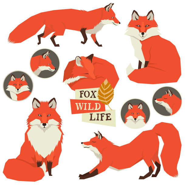 矢量插图的狐狸孤立的对象几何风格图片下载