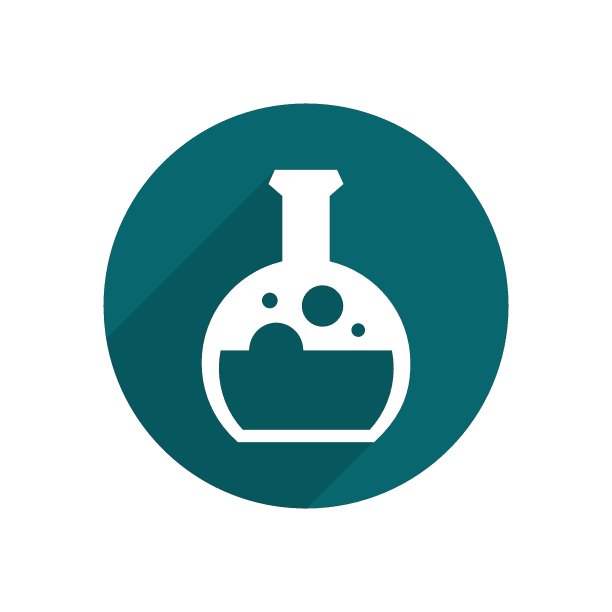 科学和化学圈图标平与长阴影。白色的孤立的背景图片下载