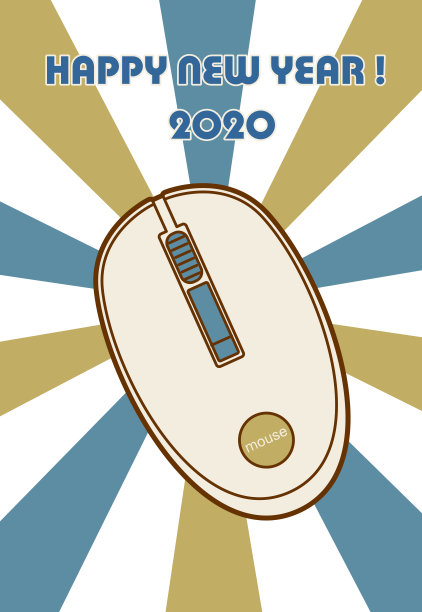 鼠标新年卡片模板矢量插图图片下载