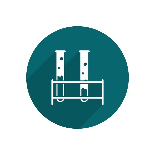科学和化学圈图标平与长阴影。白色的孤立的背景图片下载