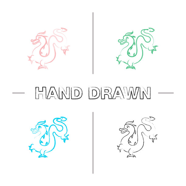 中国新年手绘图标集图片下载