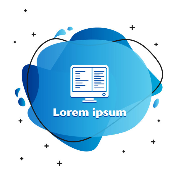 白色计算机显示器屏幕图标隔离在白色背景上。电子装置。前视图。带有液体形状的抽象横幅。矢量图图片下载