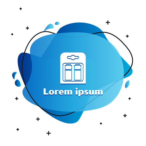 白色电池包图标隔离在白色背景。闪电的象征。带有液体形状的抽象横幅。矢量图图片下载