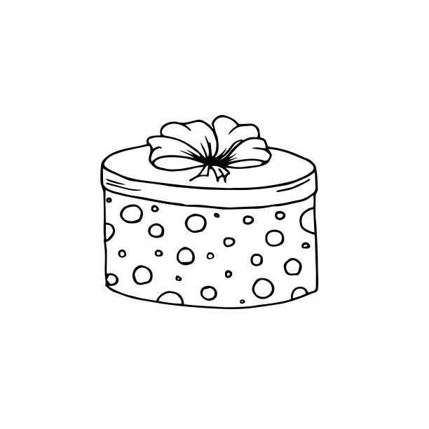 圆形礼盒与弓孤立在一个白色的背景。圣诞快乐和新年快乐向量黑色插图。图片下载