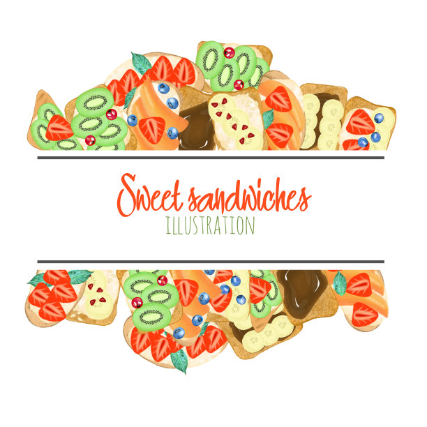 标志模板的甜三明治，手绘在一个白色的背景图片下载