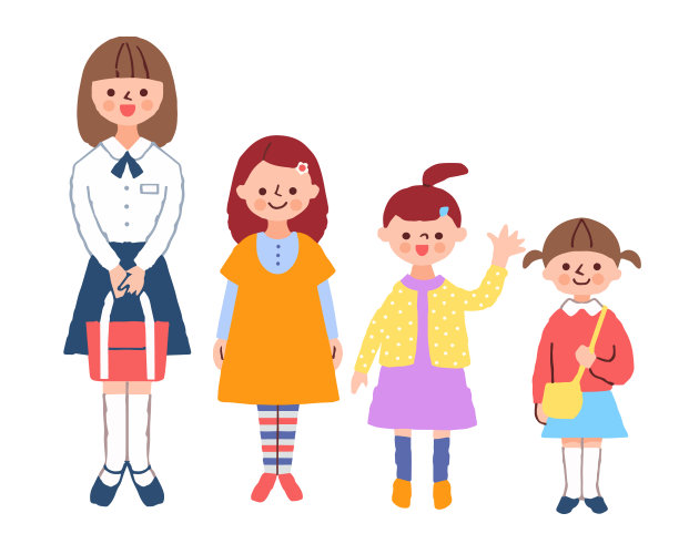 四个女孩微笑着站在那里图片下载