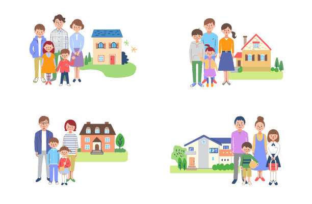 4 .让年轻的家庭站在房子前面图片下载