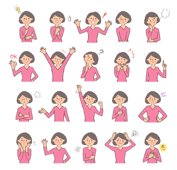 年轻女子面部表情变化集图片下载