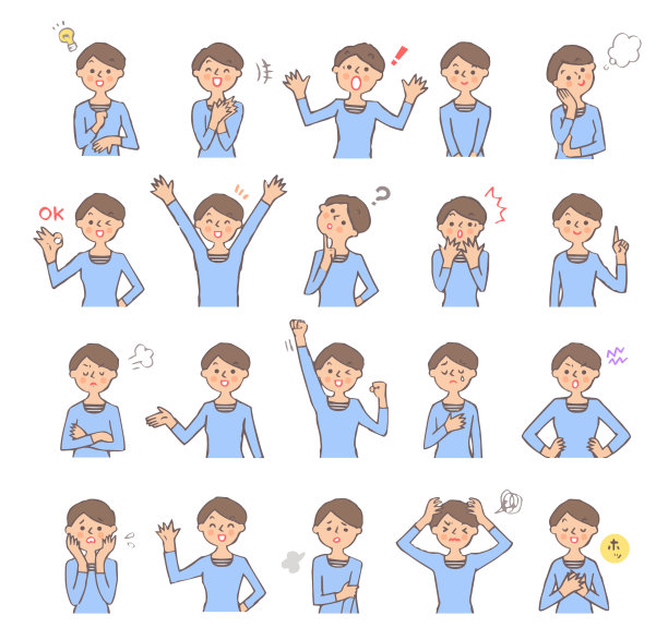 年轻女子面部表情变化集图片下载