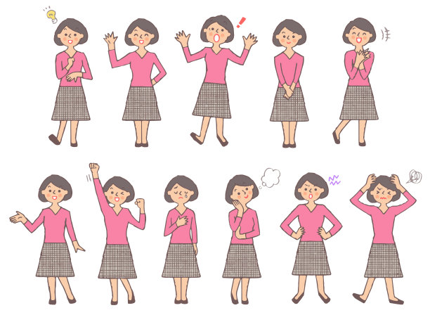 年轻女子面部表情变化集A图片下载